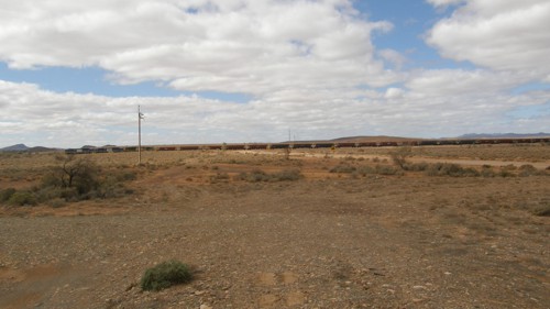 Ein leerer Kohlezug auf dem Weg nach Leigh Creek.